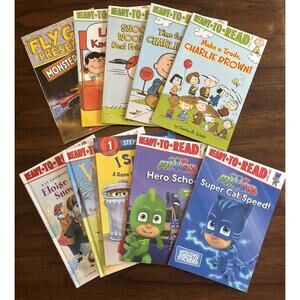 Lot Of 10 Ready To Read Books 5 Level I & 5 Level II, Peanuts PJ Masks Eloise +